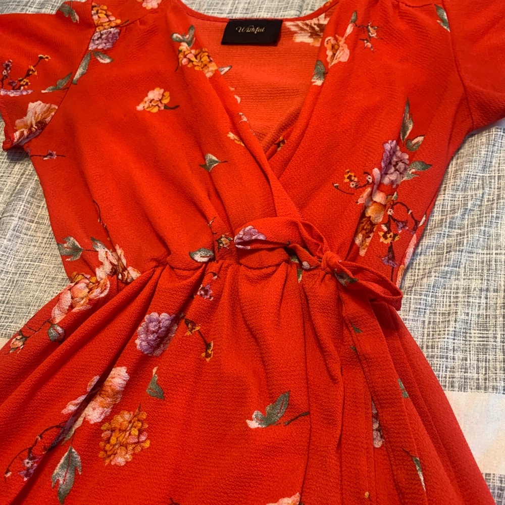 Red floral dress